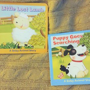 New! Set of TWO 2 baby board books kid's children's little lost lamb puppy GIFT